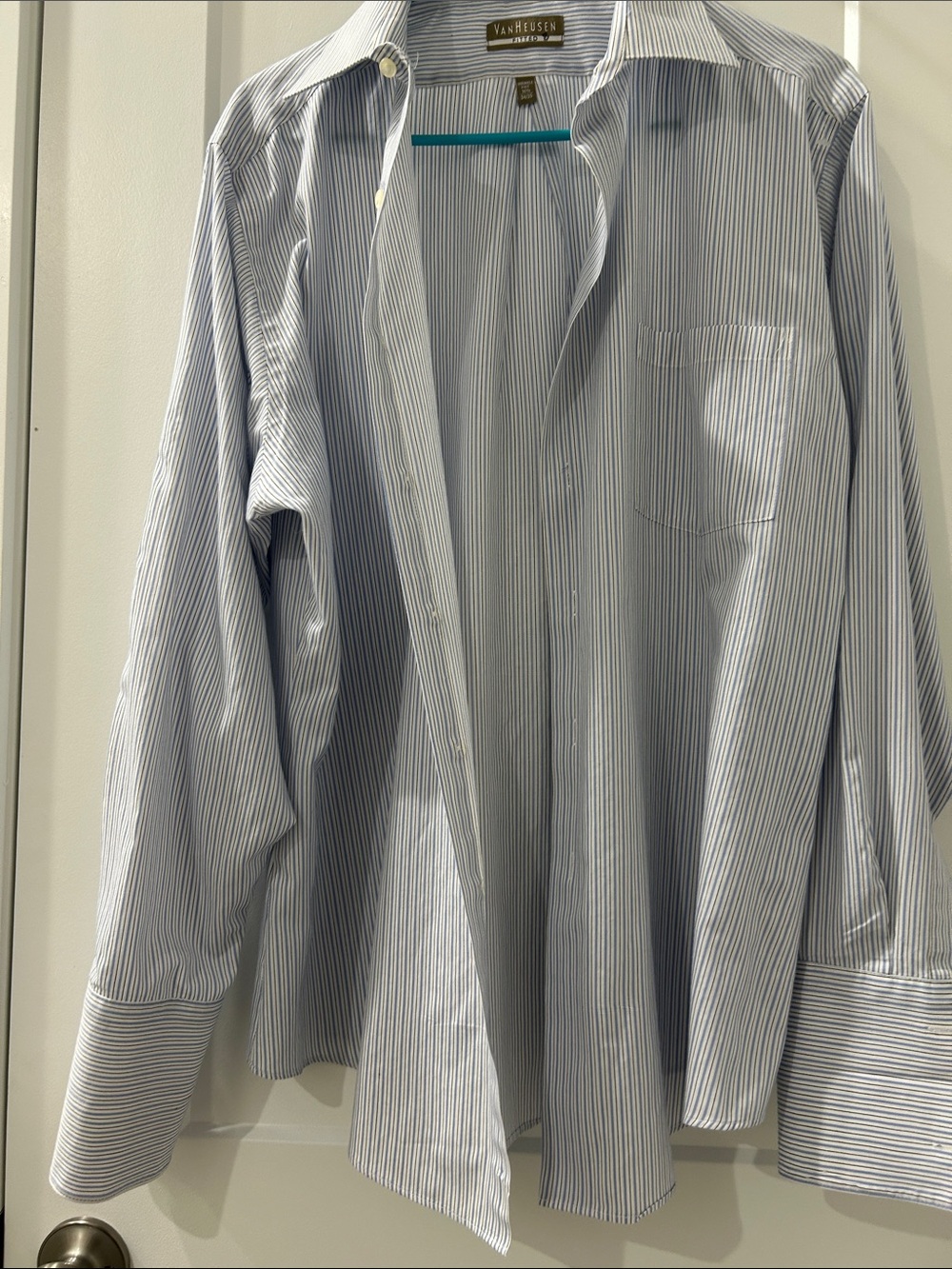 Van Heusen Light Blue and White Pinstripe Dress Shirt